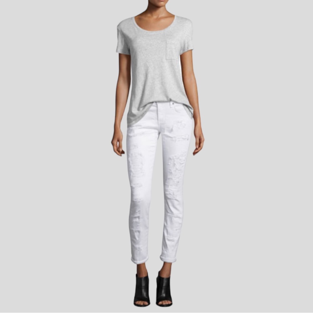 Rag & Bone’ Dre Distressed Cropped Skinny Jeans, White Brigade. Size 24 …
